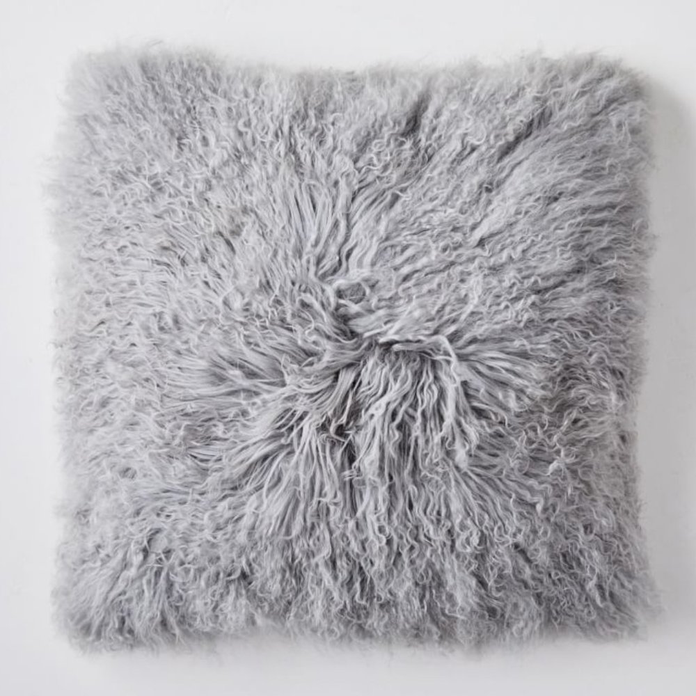 West Elm Mongolian Lamb Pillow Covers with Inserts